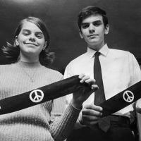 Mary Beth Tinker and her brother, John, display two black armbands. Wearing them to school led to the Supreme Court case Tinker v. Des Moines.