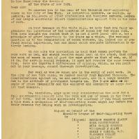 Letter from the Equality League of Self-Supporting Women, June 8, 1907