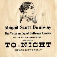 Advertisement for Talk by Suffragist Abigail Scott Duniway