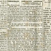 Lincoln response to Greeley