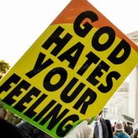 One of the signs held by protesters from the Westboro Baptist Church.