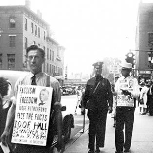 Jehovah's Witnesses Proslytize on a New England Street