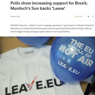 Report: U.K. Voters Leaning Toward 'Leave,' 2016