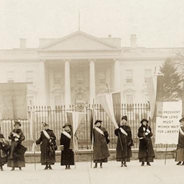 One of the many picket lines suffragists organized outside of the White House in 1917.