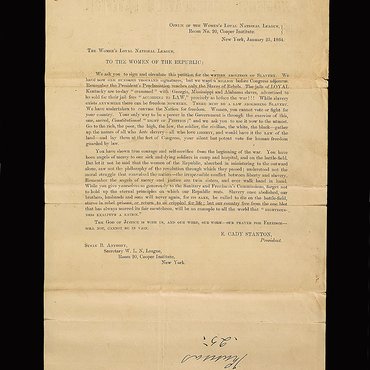 Letter From Elizabeth Cady Stanton About an Abolitionist Petition, 1864