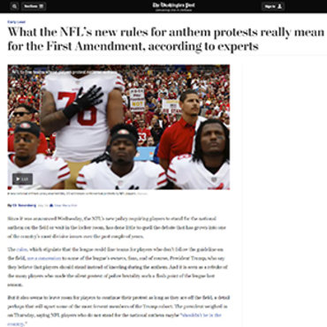 Article Dissects Legal Issues over NFL Protests teaser