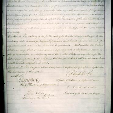 Last Page of House Joint Resolution Proposing 14th Amendment