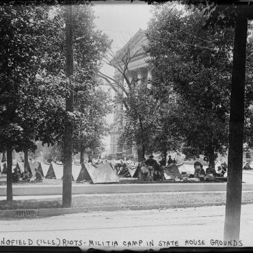 Militia on the Illinois State House Grounds, 1908