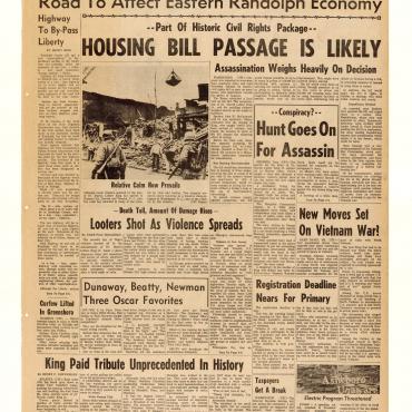 N.C. Paper Covers King Funeral, Civil Rights Bill 