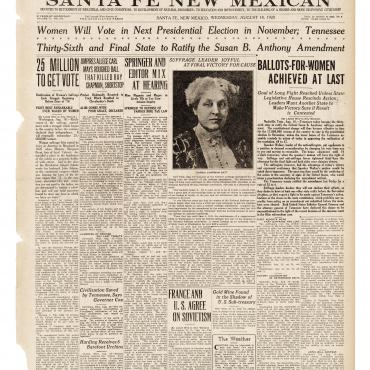 Newspaper Coverage of the Ratification of the 19th Amendment, Aug. 18, 1920