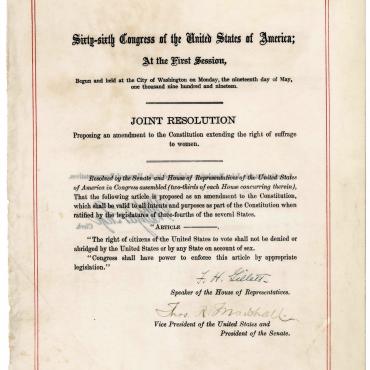 Joint Resolution Proposing the 19th Amendment, 1919