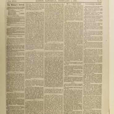The Woman’s Journal’ Front Page, Feb. 5, 1887