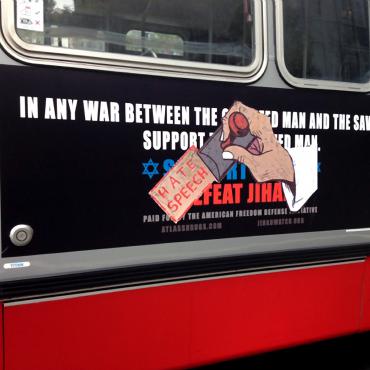 Defaced Anti-Muslim Ad on San Francisco Bus