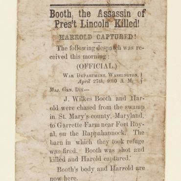 John Wilkes Booth Killed, 1865