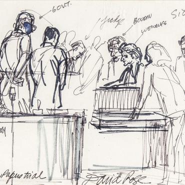 Courtroom Sketch Captures Trial for Pentagon Papers Leak