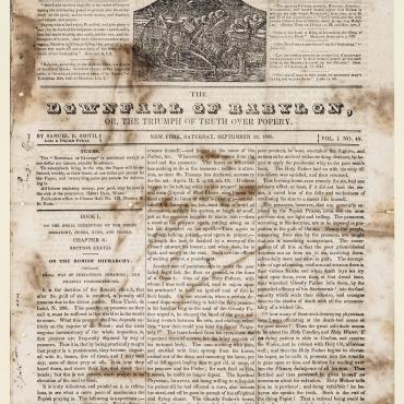 Newspaper Criticizes Catholic Doctrine, 1835