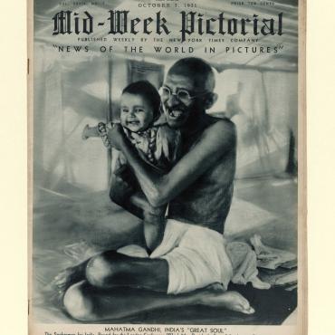 This Mid-Week Pictorial cover shows Indian independence leader Mahatma Gandhi on his way to the second Round Table Conference in London.