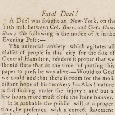 1804 excerpt Hamilton duel report
