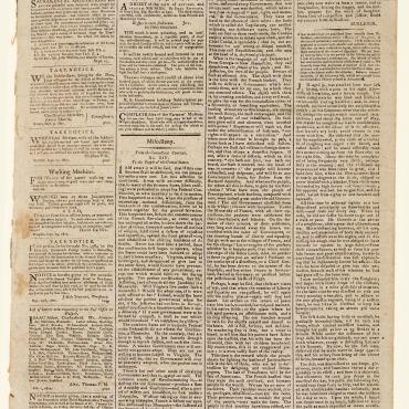 The article, taken from the Connecticut Courant, starts in the second column under the heading "Miscellany" in this New Hampshire paper.