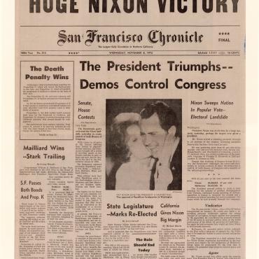 “Despite this drubbing of Senator George McGovern, the Democratic challenger, the voters split their tickets in record numbers to leave the Democrats in control of both houses of Congress,” the San Francisco Chronicle reported on Nov. 8, 1972.