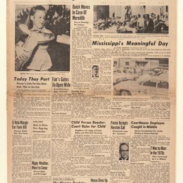 One article describes the scene at the University of Misssisippi before James Meredith arrived for his first registration attempt on Sept. 20, 1962.