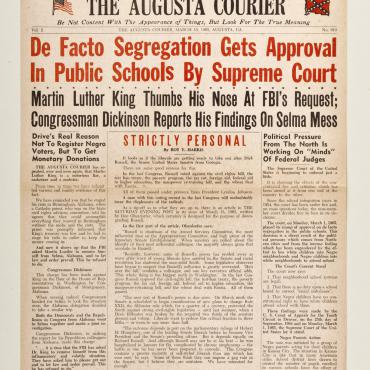 This edition of The Augusta Courier criticizes Martin Luther King, Jr. and the civil rights protests in Selma, Ala. following the police attack on protestors on "Bloody Sunday."