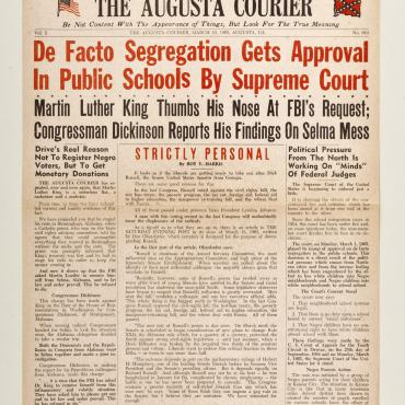 This edition of The Augusta Courier criticizes Martin Luther King, Jr. and the civil rights protests in Selma, Ala. following the police attack on protestors on "Bloody Sunday."