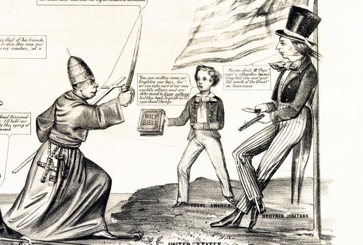 Nativist Political Cartoon Warns of Catholic 'Threat,' 1855 Teaser
