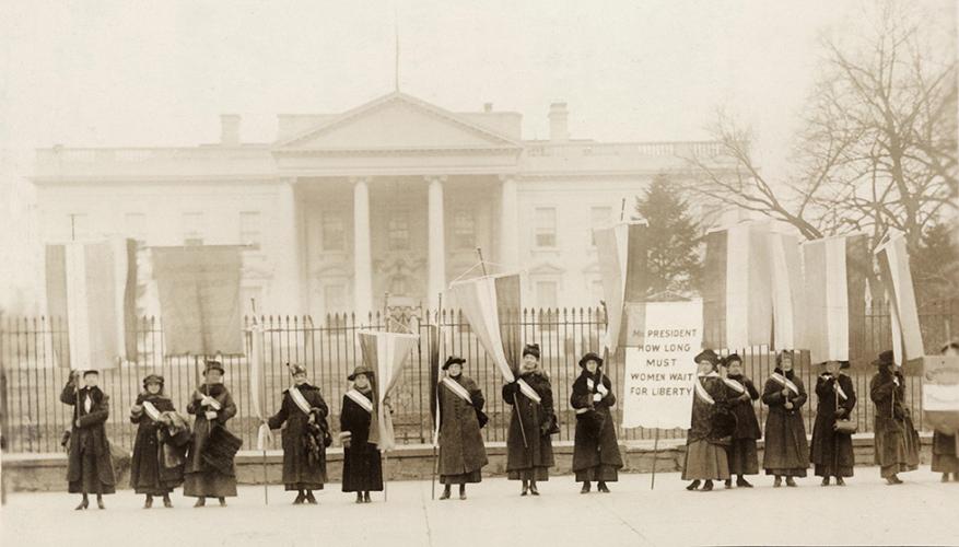 One of the many picket lines suffragists organized outside of the White House in 1917.