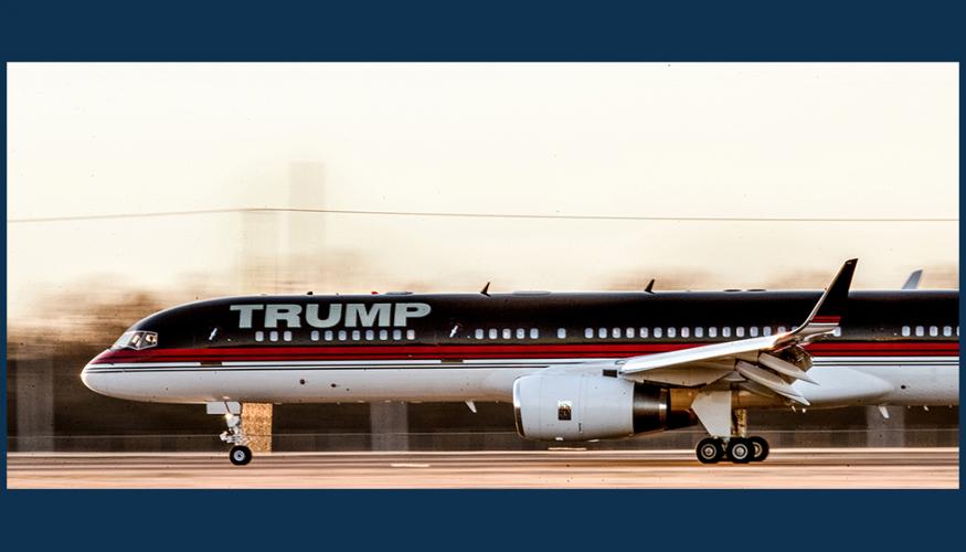 The branded Trump jet lets the billionaire businessman make an impression on his audience even before he says a word.